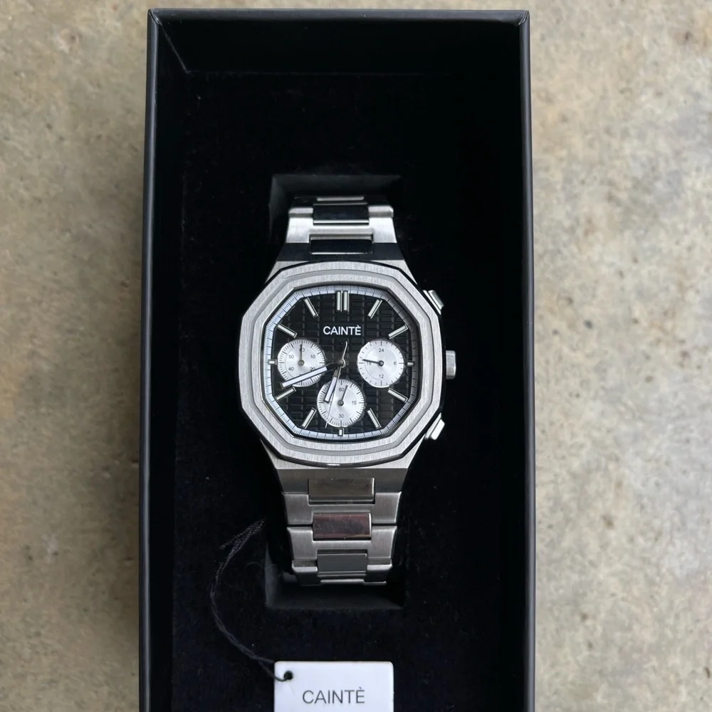CAINTE Claude Quartz Chronograph Panda Style. Amazing Style. Nautilus 39mm Black